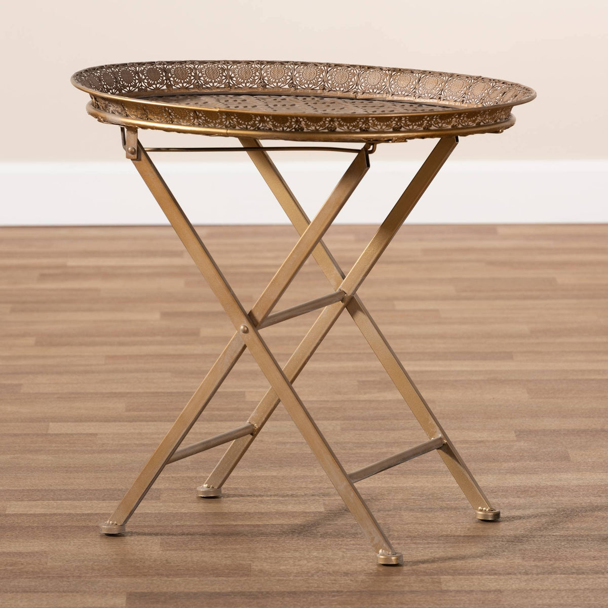 Gold-Tone Metal Folding Tray Table S749