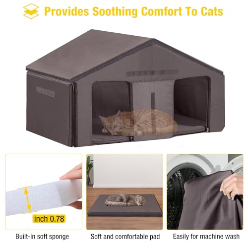 Large Weatherproof Cat House with Insulated Liner Z149