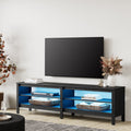 Black 70 inch Wood TV Stand with 4 Storages L425888