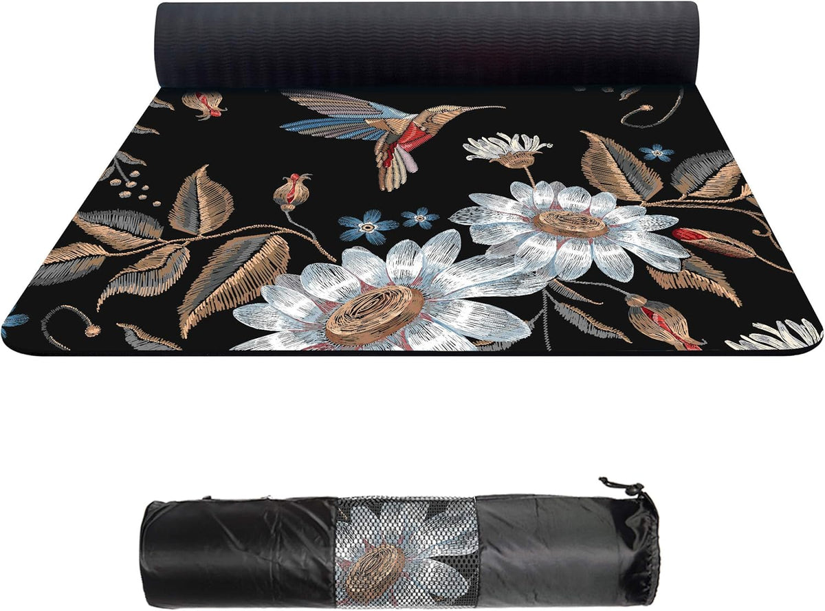 Suede TPE Yoga Mat with Carrying Bag, 72x32 Extra Thick 8MM H799