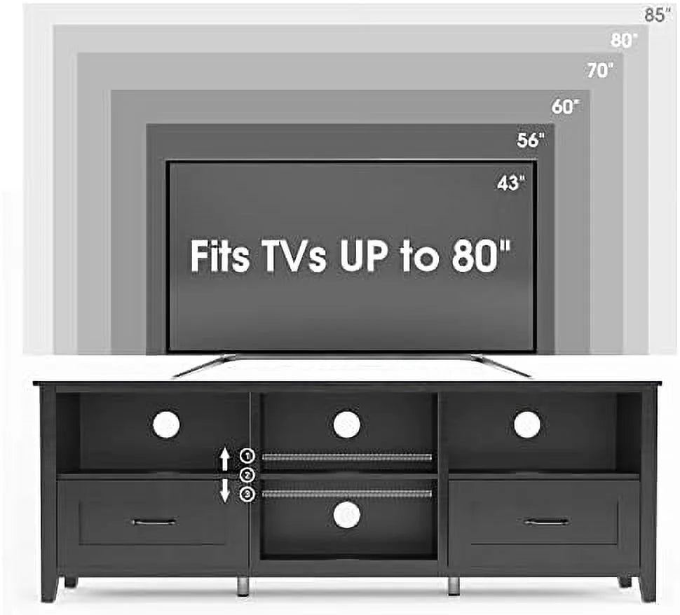 Black TV Stand with Drawers for up to 80" TV Y391