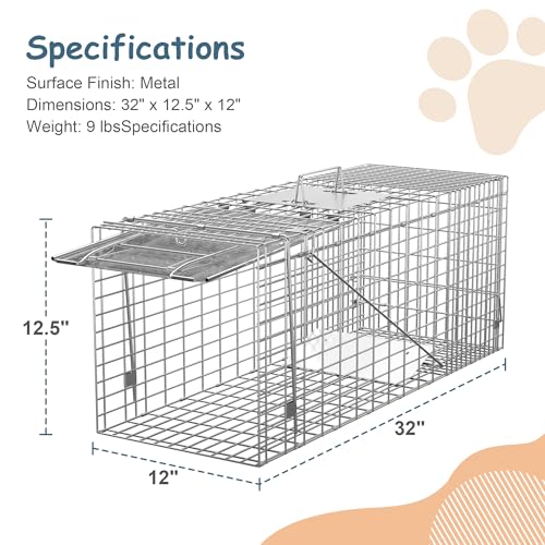 32" X 12.5" X 12" Steel Animal Cage Trap G3780