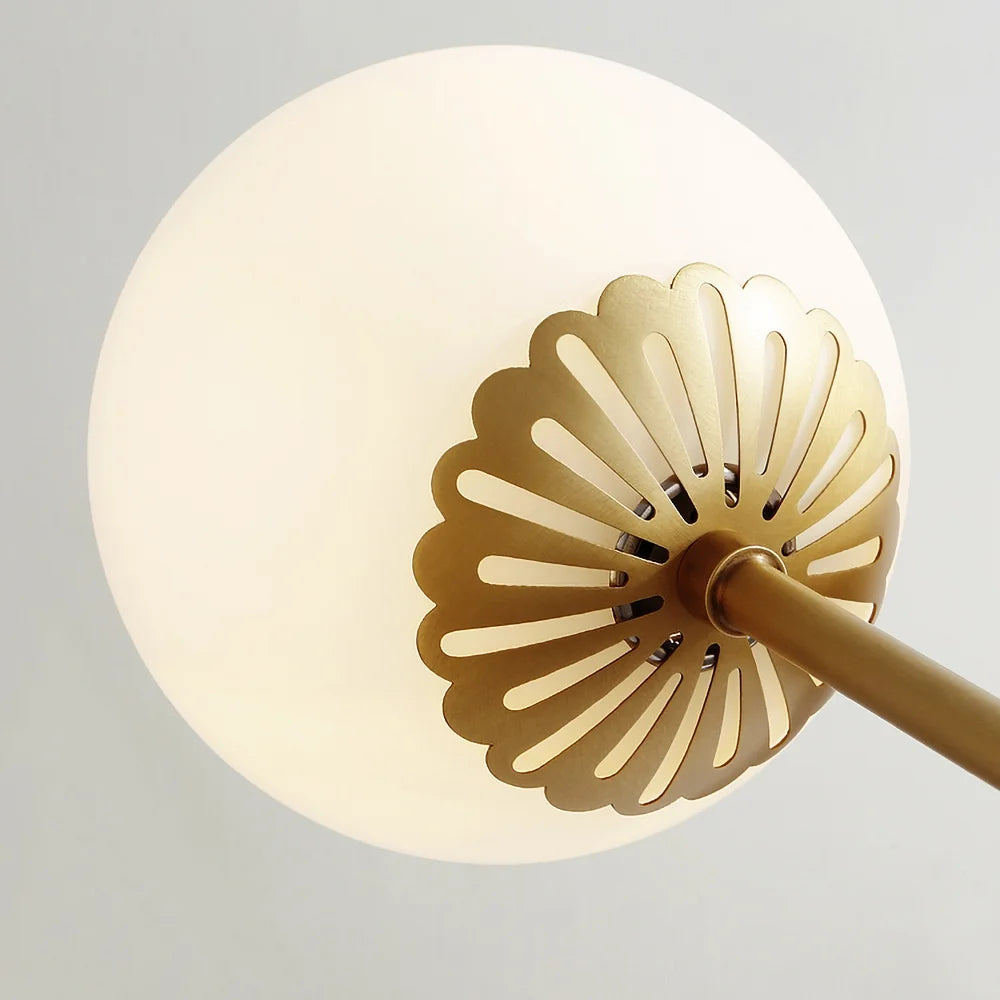 Modern Gold 3-Light Semi Flush Mount Light with White Round Glass Globe Shade J68329