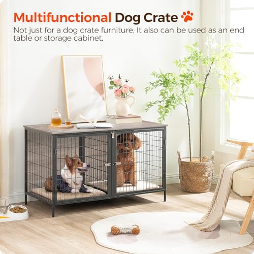 Rustic Brown Dog Crate Furniture with Removable Divider S983