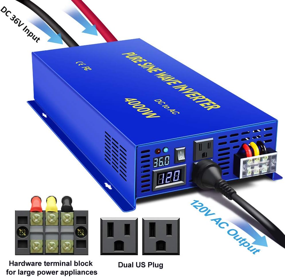4000W Pure Sine Wave Power Converter with Wireless Remote Control T358426