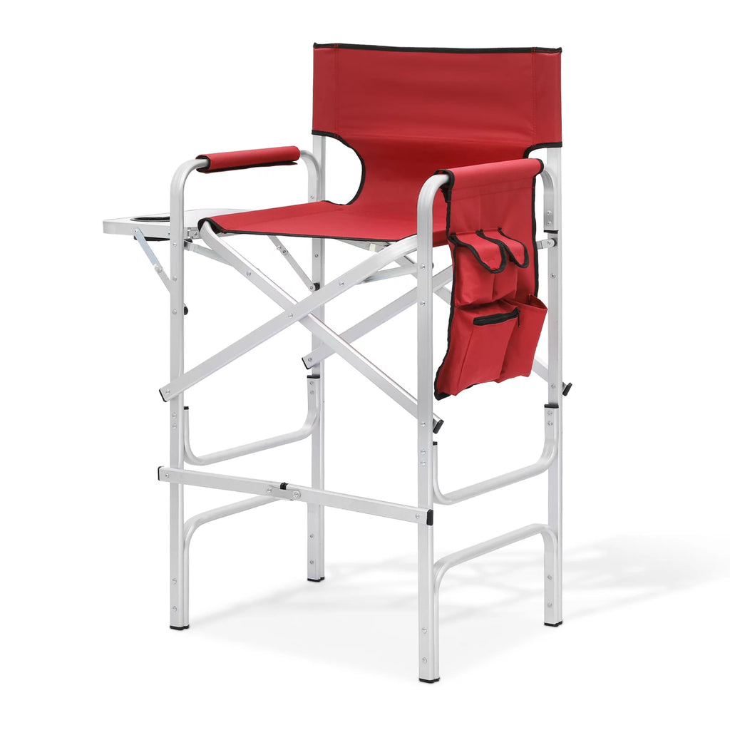 Foldable Camping Director Chair with Side Table & Storage Pocket, Red M967629
