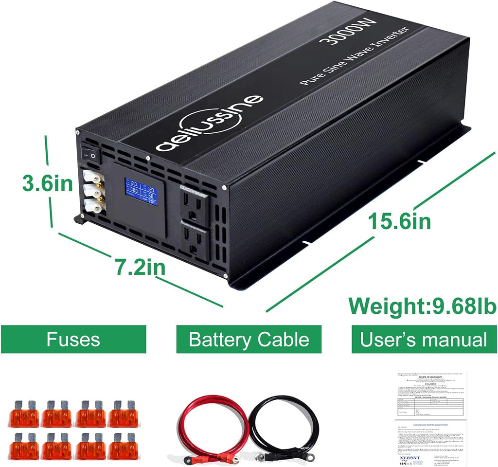 2000 watt Pure Sine Wave Power Inverter 24v dc to ac 110v 120v F908657