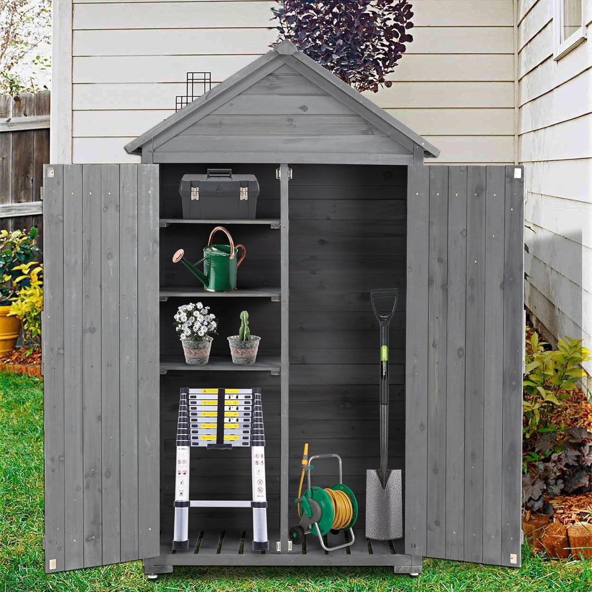 Outdoor Wooden Storage Shed with Lockable Door P2736