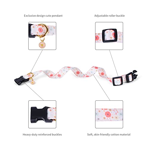 White Peach Dog Collar with Pendant (Small) V233380