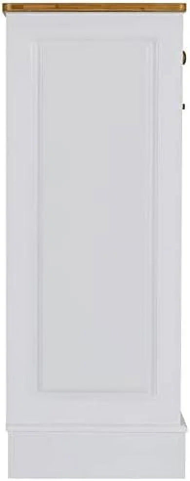 Double Barn Door Style Trash Cabinet with Solid Hideaway Drawer Y297758