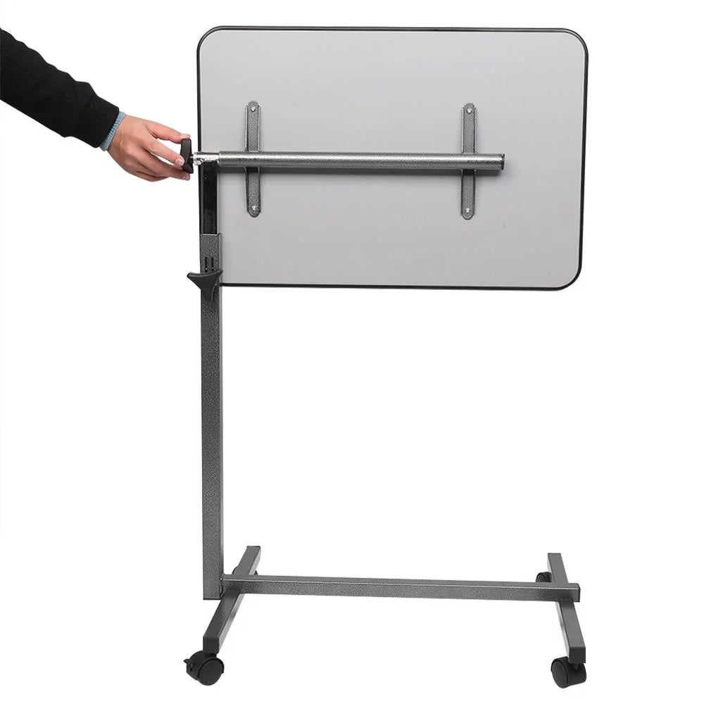 Adjustable Overbed Bedside Table with Wheels Gray R89508