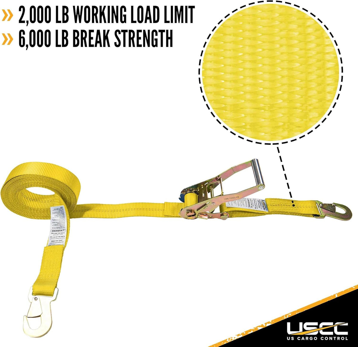 2 Pack 2 Inch Wide X 27 Foot Long Ratchet Straps with Snap Hook L39710