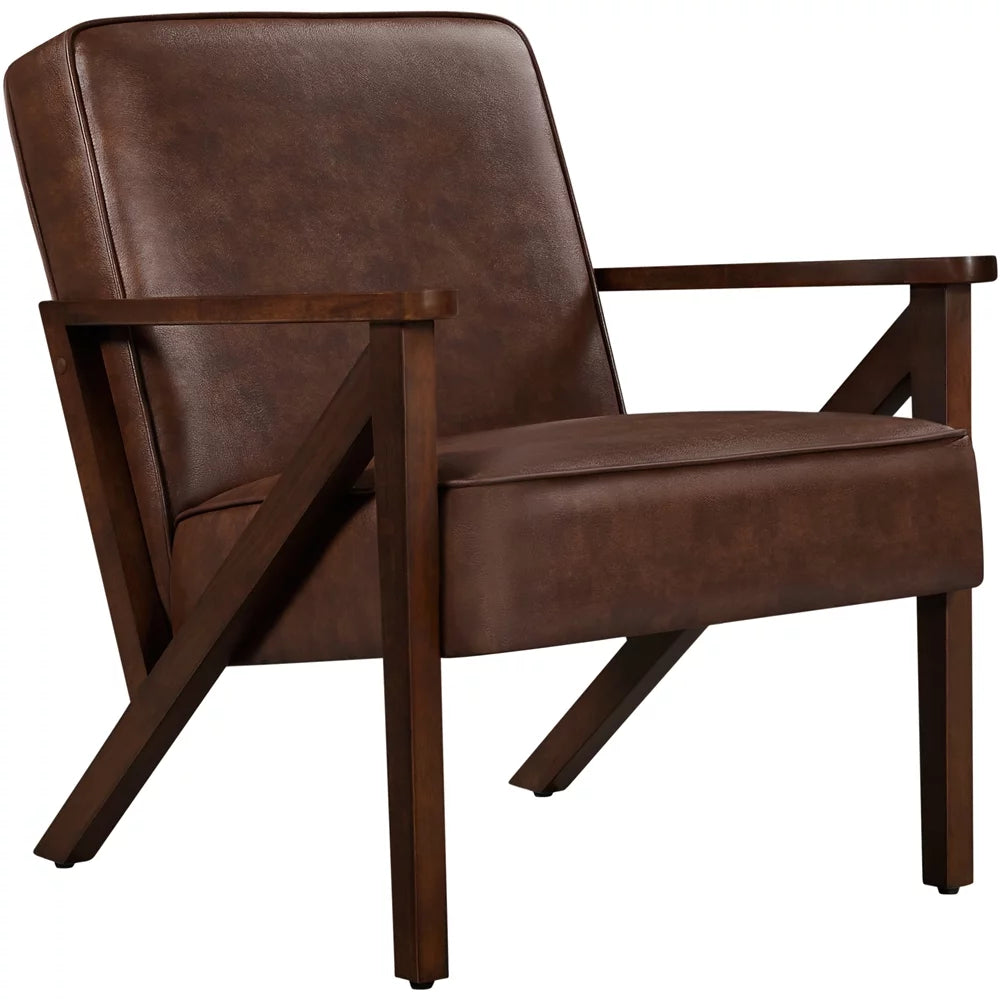 Dark Brown Faux Leather Armchair T75369