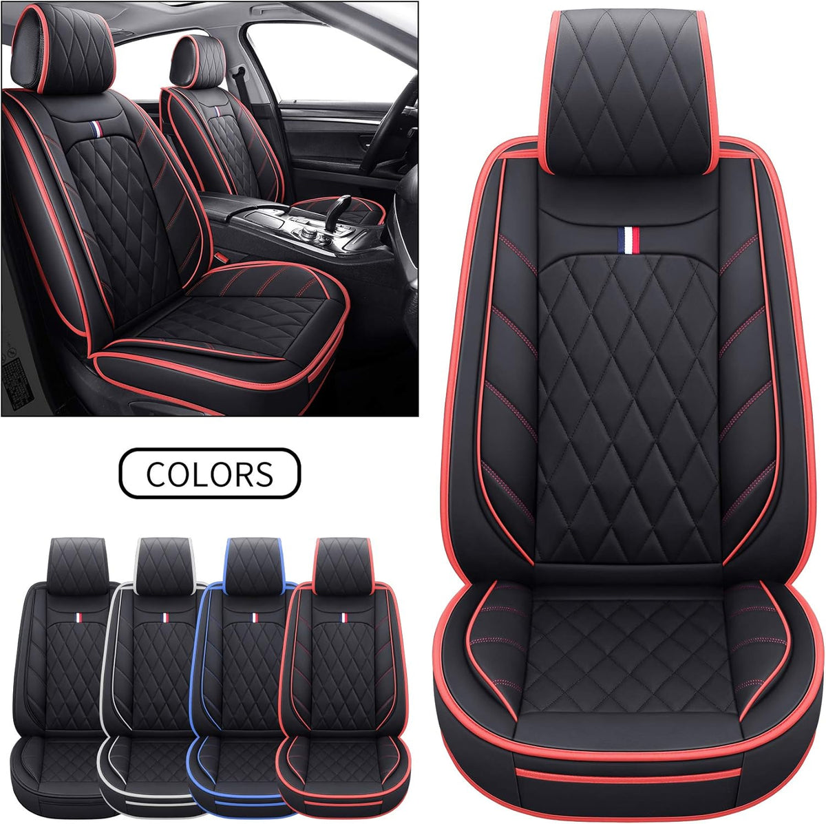 2 PCS Front Waterproof Leather Non-Slip Seat Covers R8307