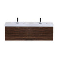 80 in. Double Sink Wall Mount Walnut Bathroom Vanity A349252