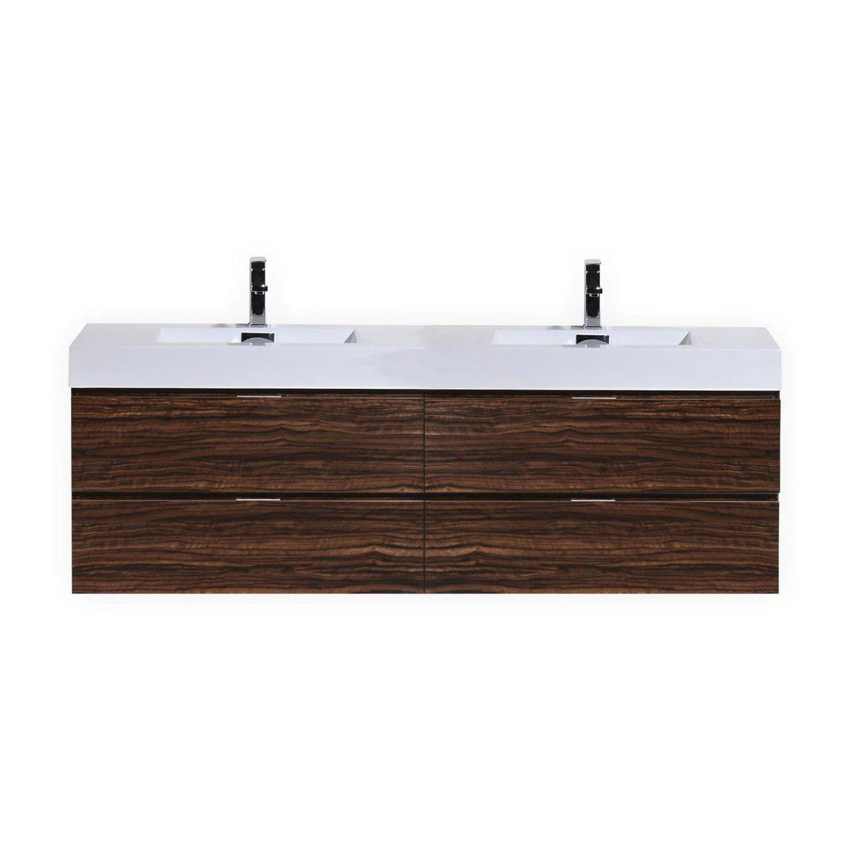 80 in. Double Sink Wall Mount Walnut Bathroom Vanity A349252