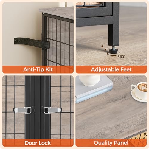 Rustic Brown Dog Crate Furniture with Removable Divider S983