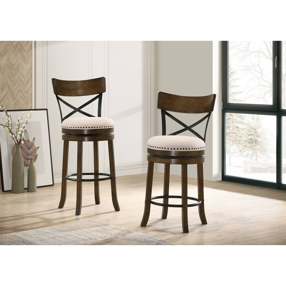Set of 2 Swivel Barstools Q137331
