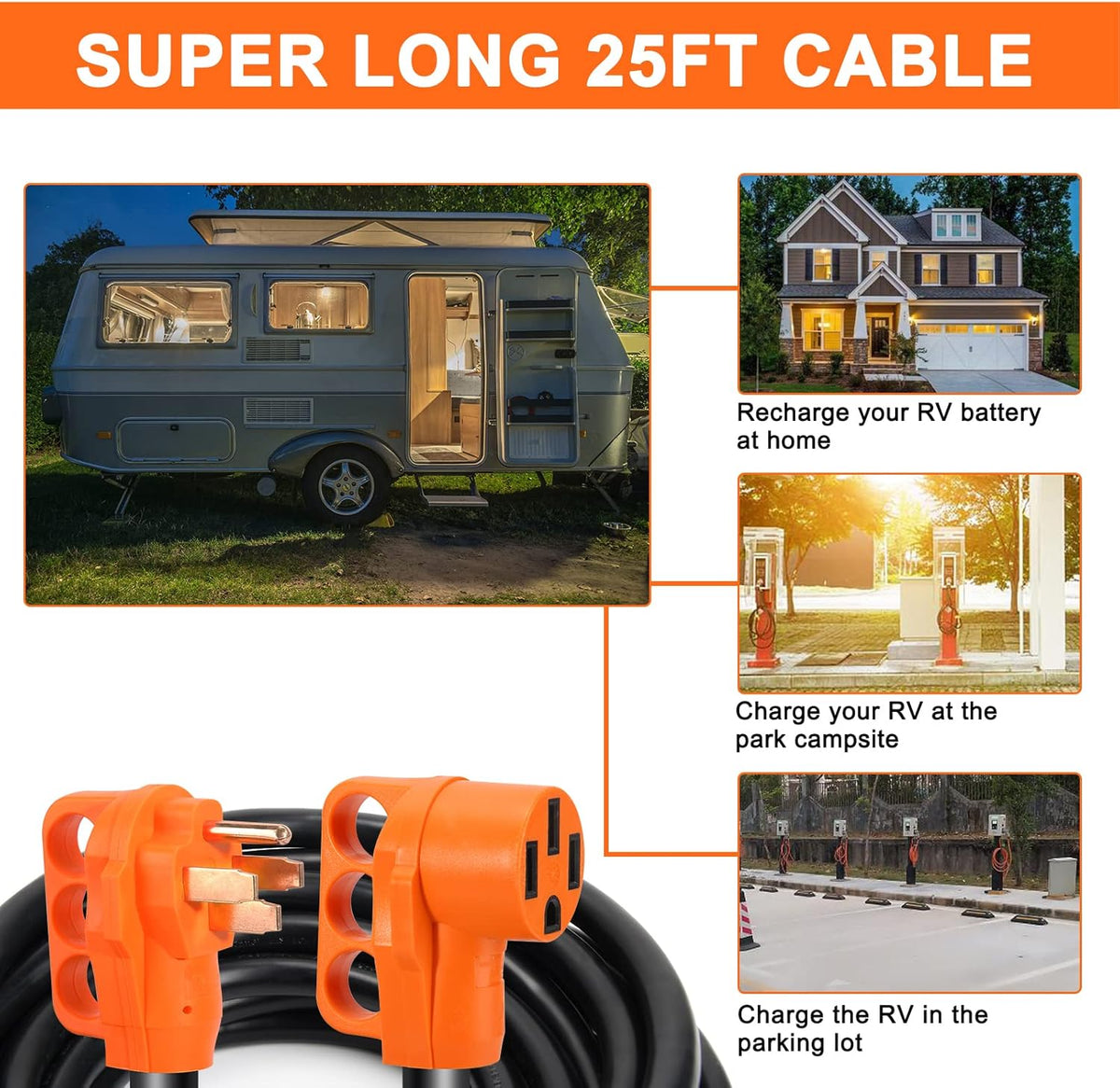 50 Amp 25 Feet RV Power Extension Cord with Grip Handle F4261