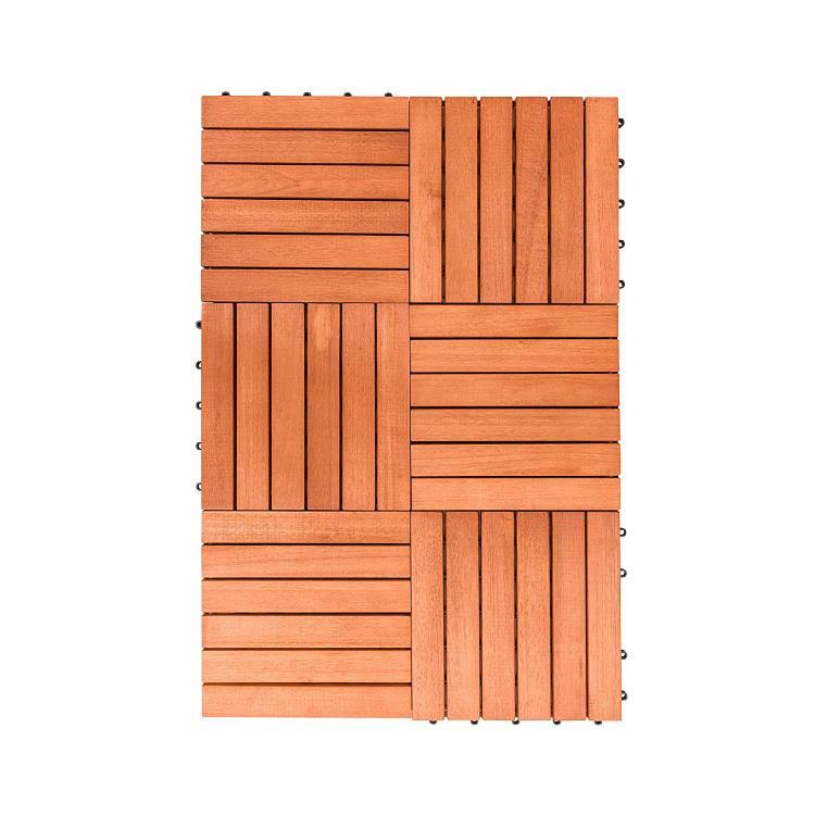 FSC Eucalyptus Interlocking Deck Tile 6 Slats Set of 10 H783