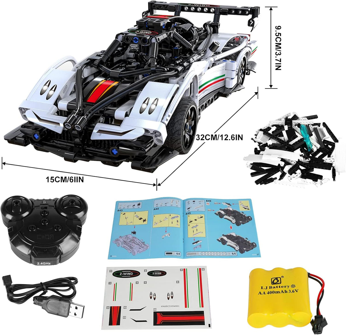 Rechargeable RC & APP Controlled Model Car Building Kit U21412