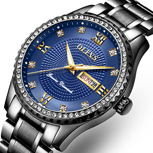 Golden Big Dial Quartz Analog Watch with Day Date Calendar and Stainless Steel Band P91781