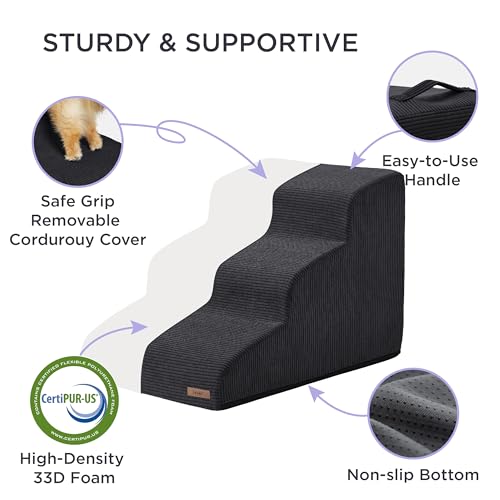 Grey 5 Step Dog Stairs with Non-Slip Bottom M228618