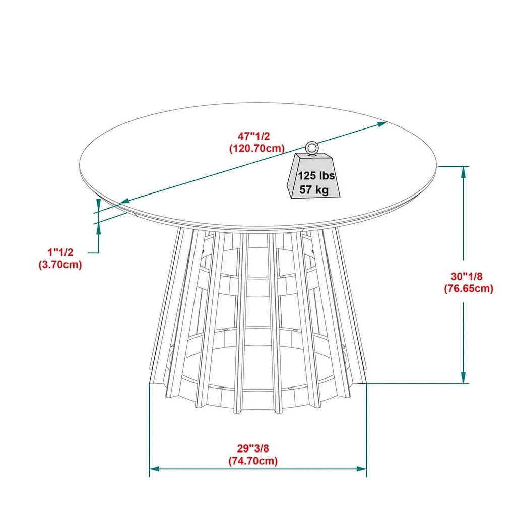 48" Mid-Century Round Wood Pedestal Dining Table H9676