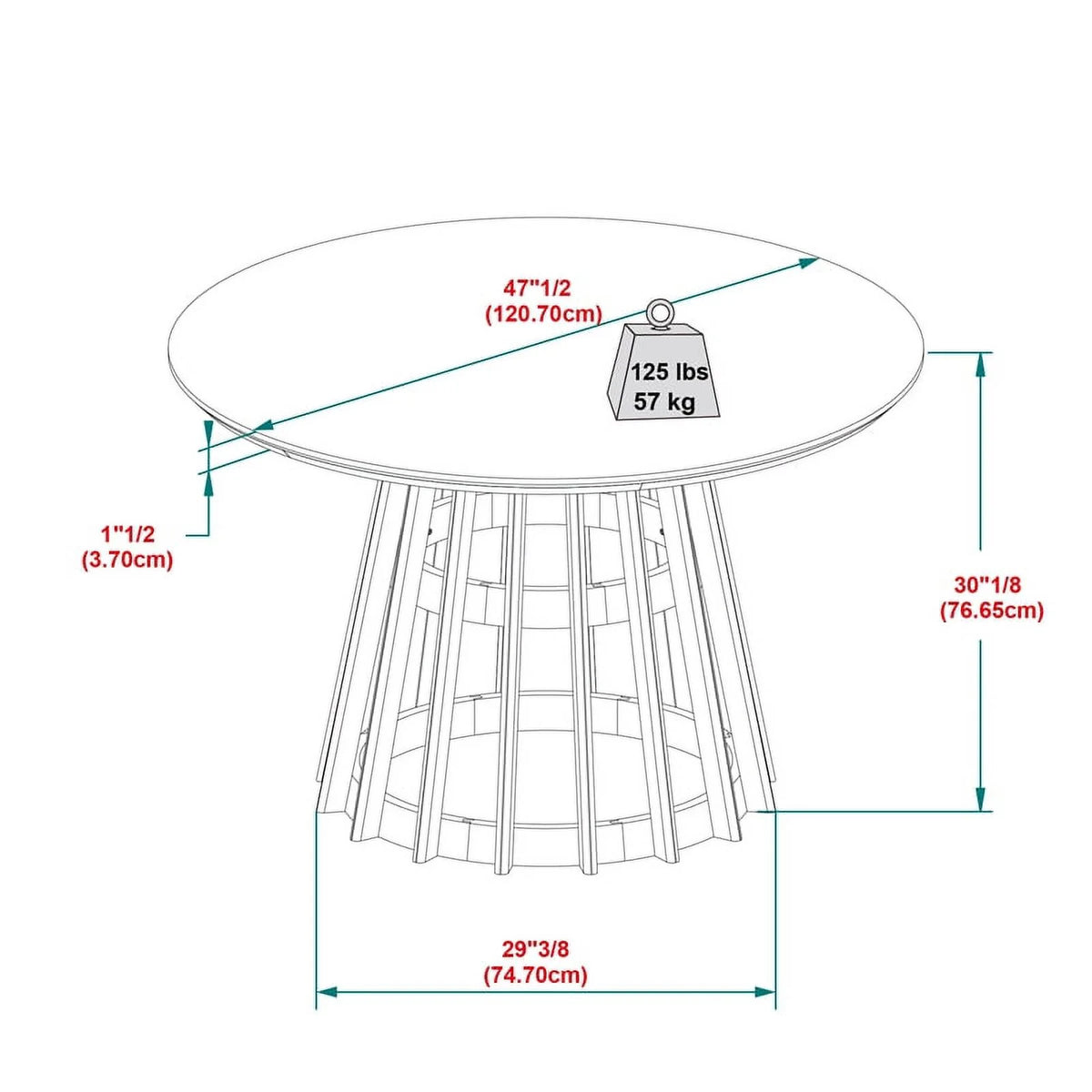 48" Mid-Century Round Wood Pedestal Dining Table H9676