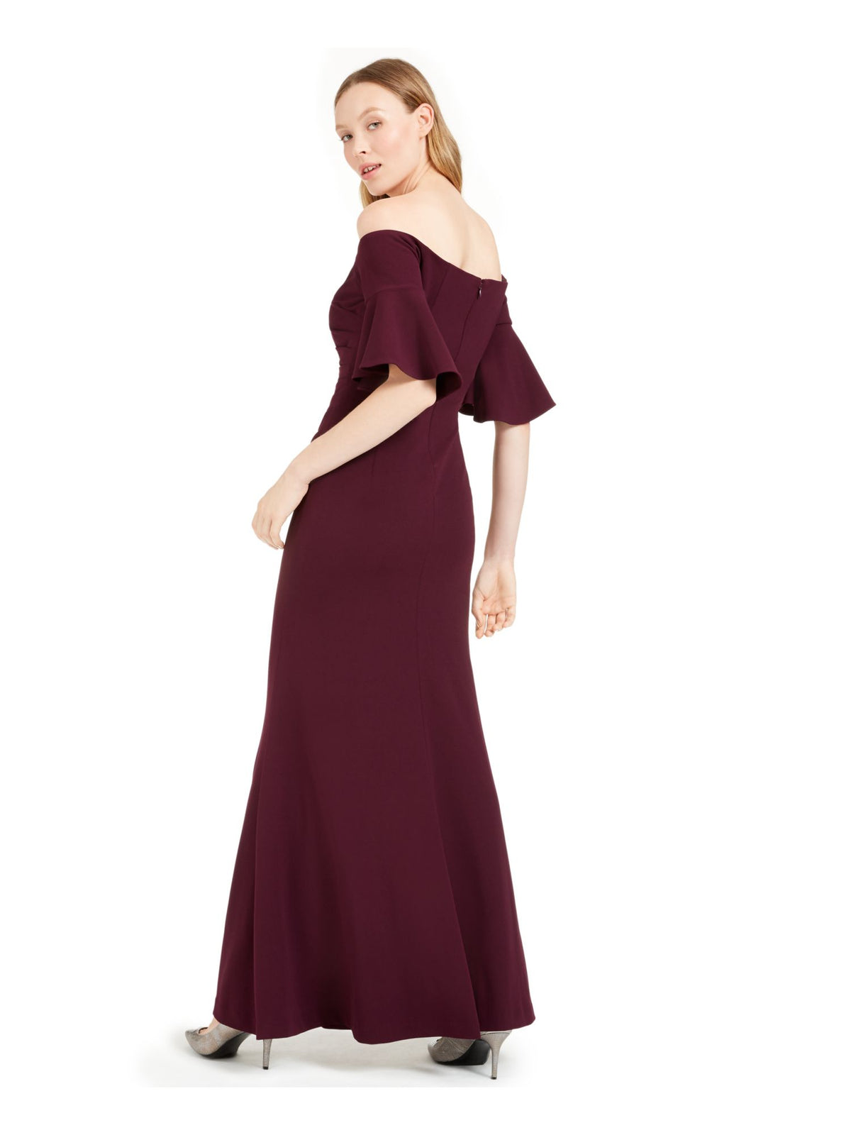 Purple Off-The-Shoulder Long Evening Dress B839641