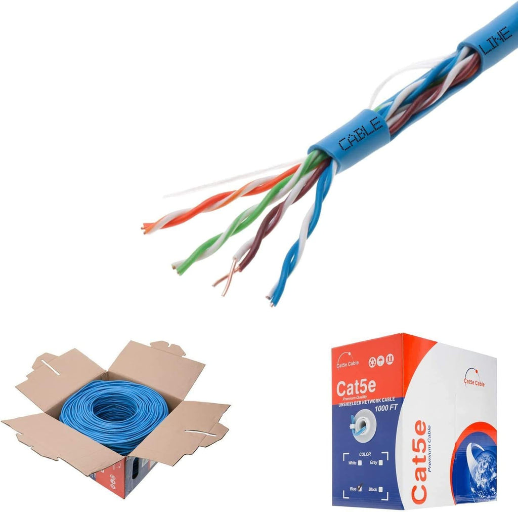 Plenum CAT5e 1000FT CMP Cable White Solid 24 AWG Bulk Box Q3586