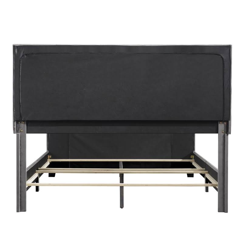 King Modern Channel Bed in Flannel Gray Velvet N417