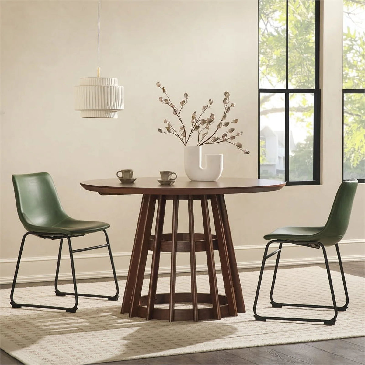 48" Mid-Century Round Wood Pedestal Dining Table H9676