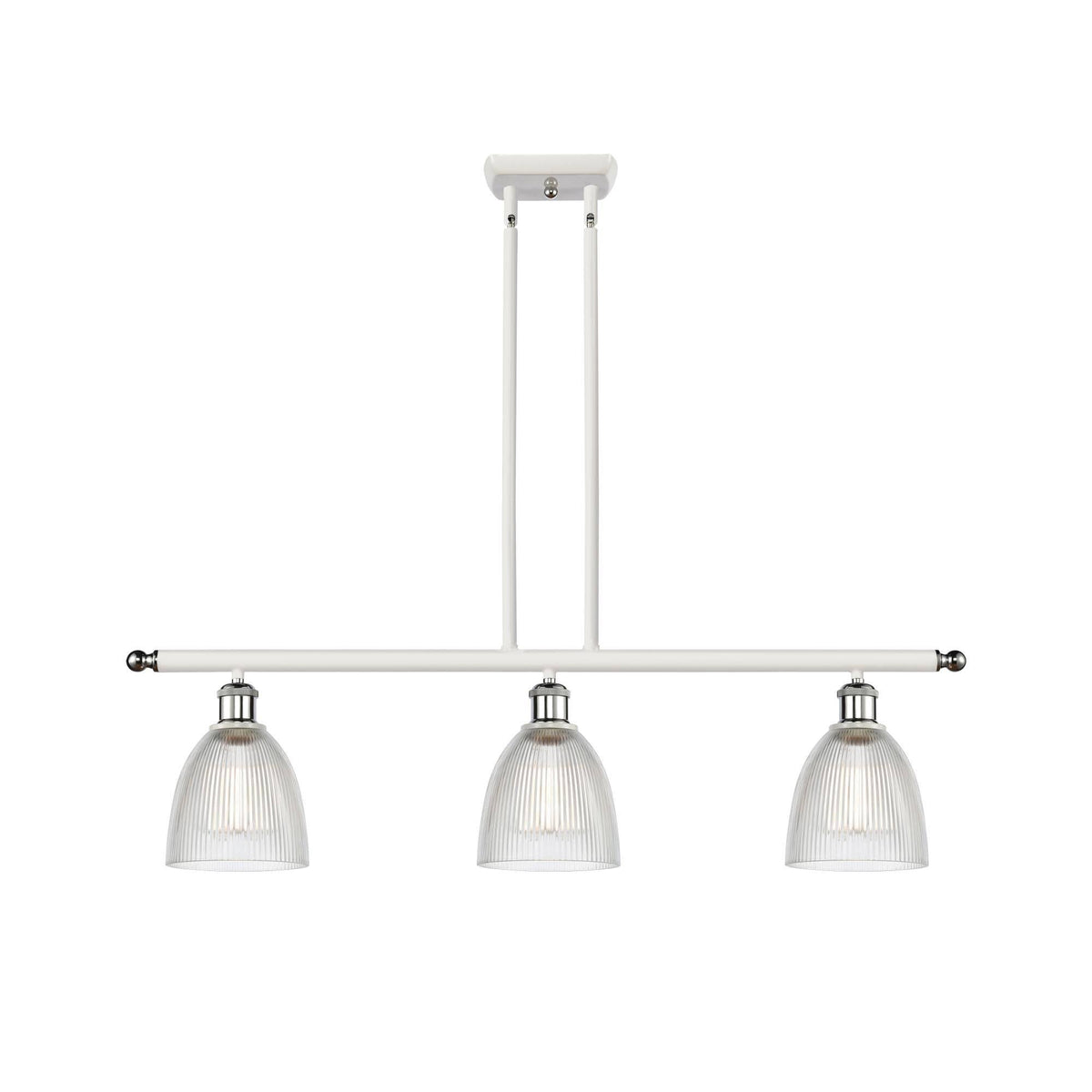 White and Polished Chrome 3 Light Island Light O780148