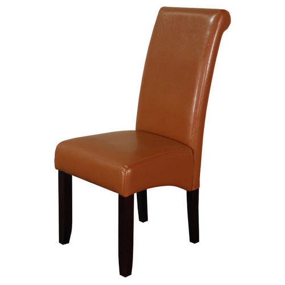 Brown Faux Leather Dining Chairs Set of 2 L322