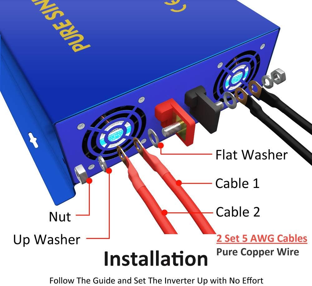 4000W Pure Sine Wave Power Converter with Wireless Remote Control T358426