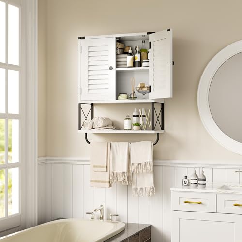 White Wall Mounted Medicine Cabinet with Towel Bar K245