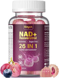 Sugar Free NAD Resveratrol Gummies with Hydrolyzed Collagen, Grape Seed, D-Biotin, 60 Gummies V9851