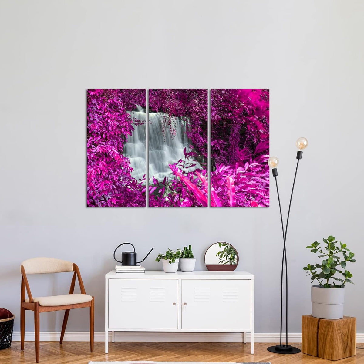 Black White and Purple Canvas Wall Art 16x32inchx3pcs A9042