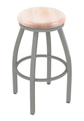 Swivel Counter Stool with Anodized Nickel Finish and Natural Maple Seat F5179