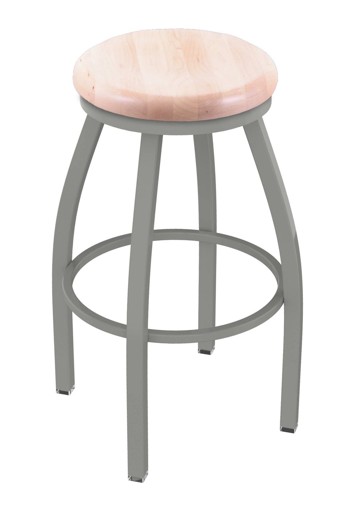 Swivel Counter Stool with Anodized Nickel Finish and Natural Maple Seat F5179