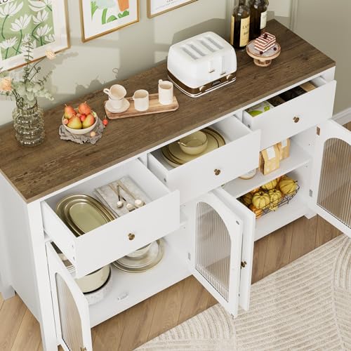 Black 55.1" Wood Buffet Cabinet with 3 Drawers and 4 Doors O69931