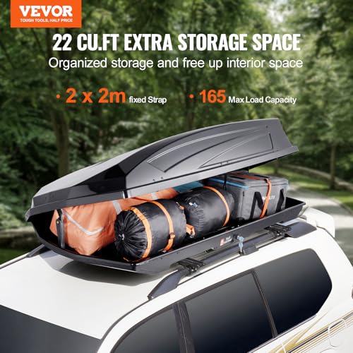Black 22 Cubic Feet ABS Hard Shell Roof Box with Dual-Sided Opening D575218