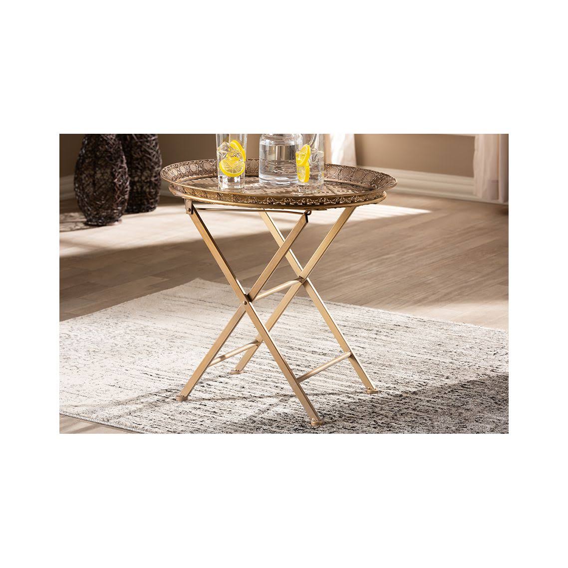 Gold-Tone Metal Folding Tray Table S749