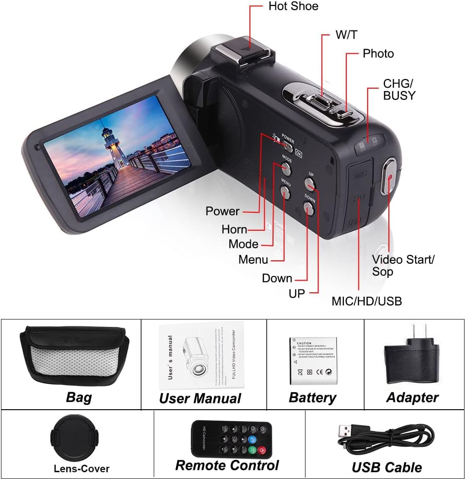 Full HD 1080P 24.0 MP Video Camera with 3 LCD Screen Y429981