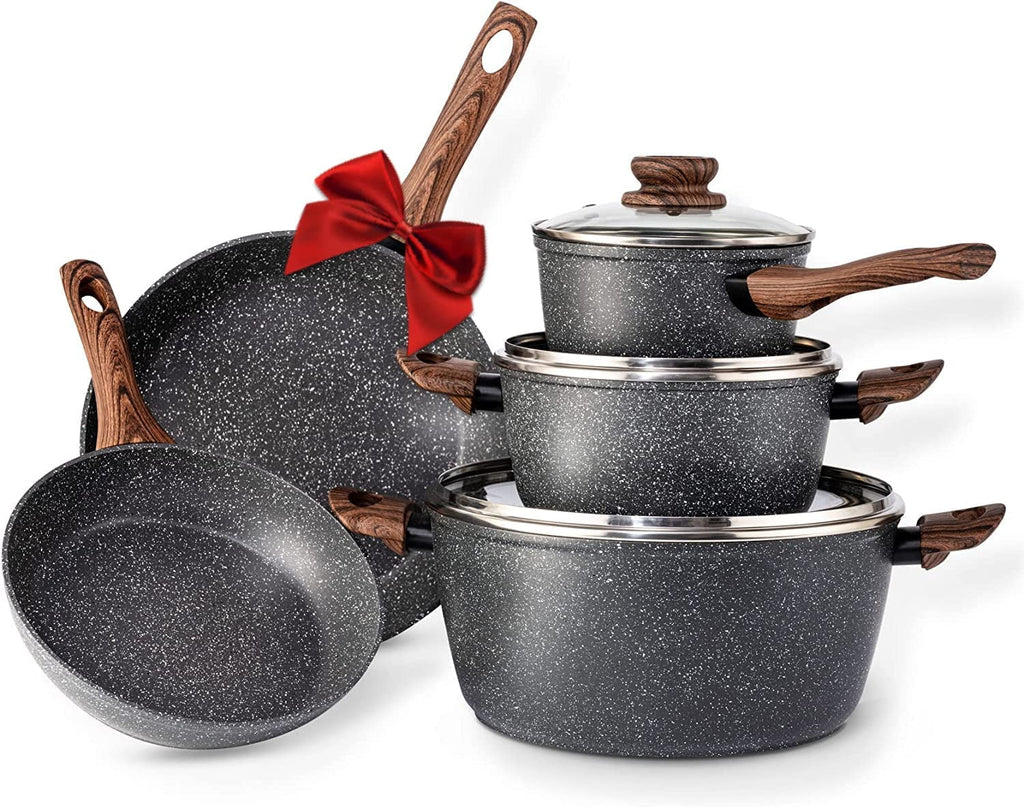 Non Stick Granite 8 Pieces Induction Cookware Set V1258