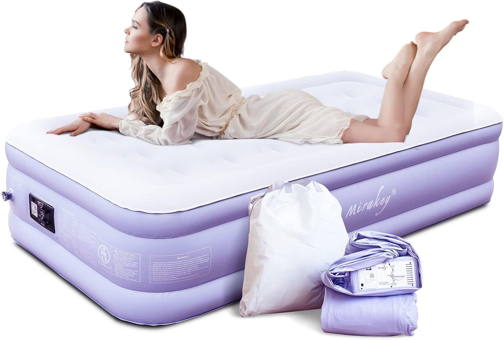 Twin Velvet Flocked Air Mattress with Built in Pump W271