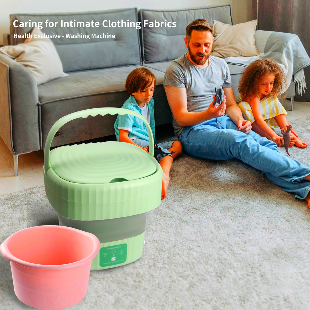 Mini Foldable Washer and Spin Dryer (Green) S633