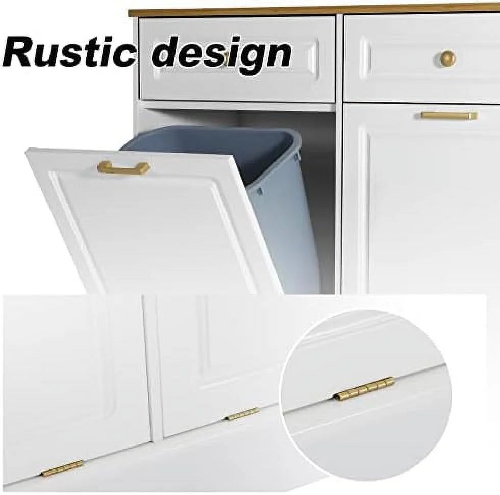 Double Barn Door Style Trash Cabinet with Solid Hideaway Drawer Y297758