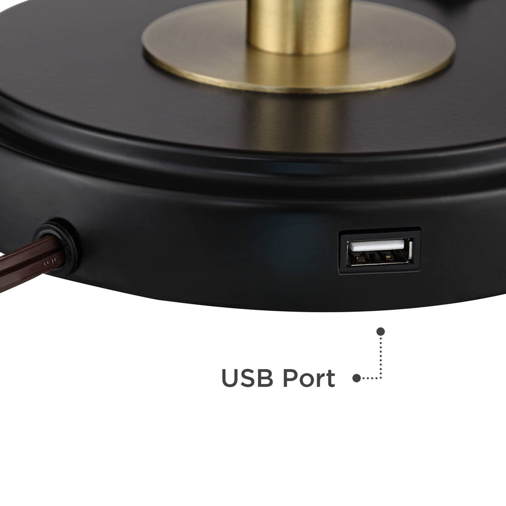 Modern Industrial Desk Table Lamp with USB Charging Port Adjustable Black Antique Brass L670188